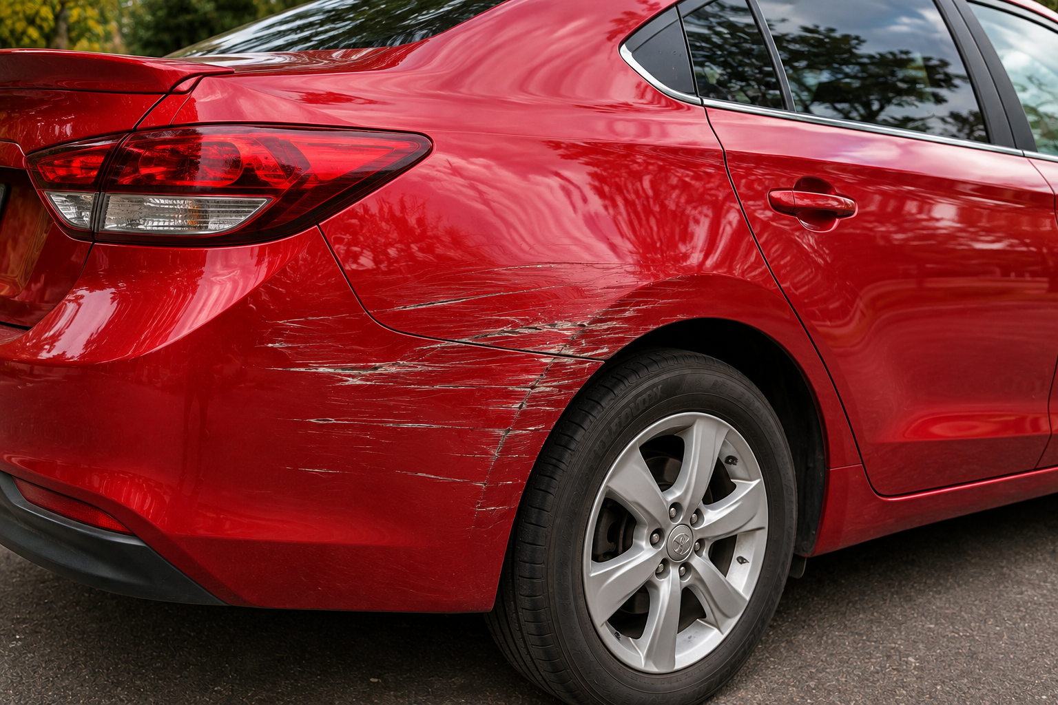 Vehicle before scratch repair